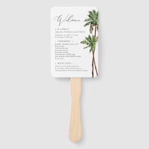 Éventail Palm Tree Tropical Minimal Beach Wedding Programme