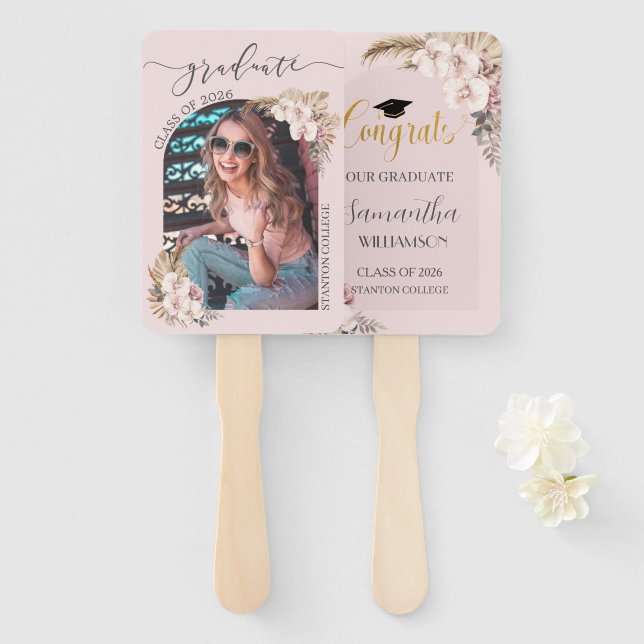 Éventail Pampas Grass Orchid Floral Arch Graduation (Devant et derrière)