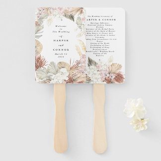 Éventail Pampas Grass Tropical Jungle Wedding Programme