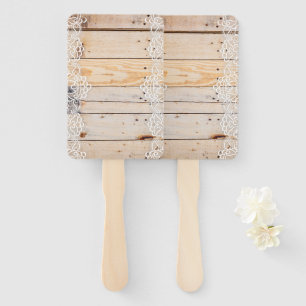 Éventail Panneau En Bois Clair Avec Dentelle Blanche