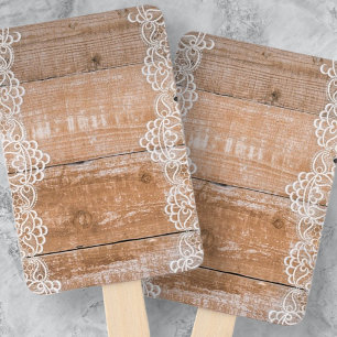 Éventail Panneau En Bois Clair Avec Dentelle Blanche