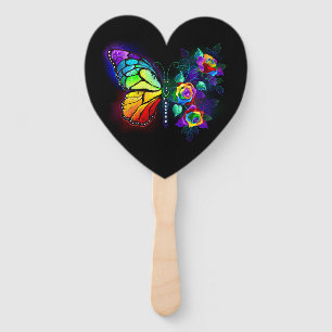 Éventail Papillon arc-en-ciel