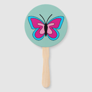 Éventail Papillon bleu magenta rose