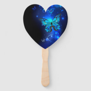 Éventail Papillon Morpho sur fond sombre