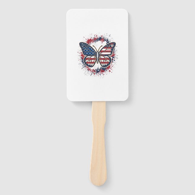Éventail Papillon Patriotique Gravure Vintage Vector Design (Devant)