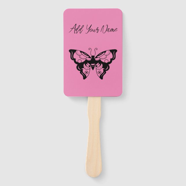 Éventail Papillon rose - Créez votre propre ventilateur à m (Devant)