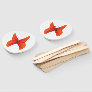 Éventail Papillon rouge orange avec votre nom