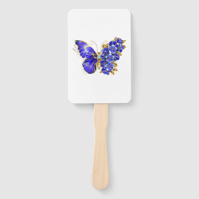 Éventail Papillon Saphir Fleur (Devant)