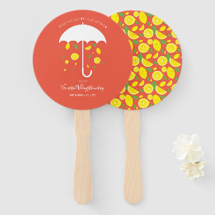Éventail Parapluie citrons Baby shower caricature rouge ora