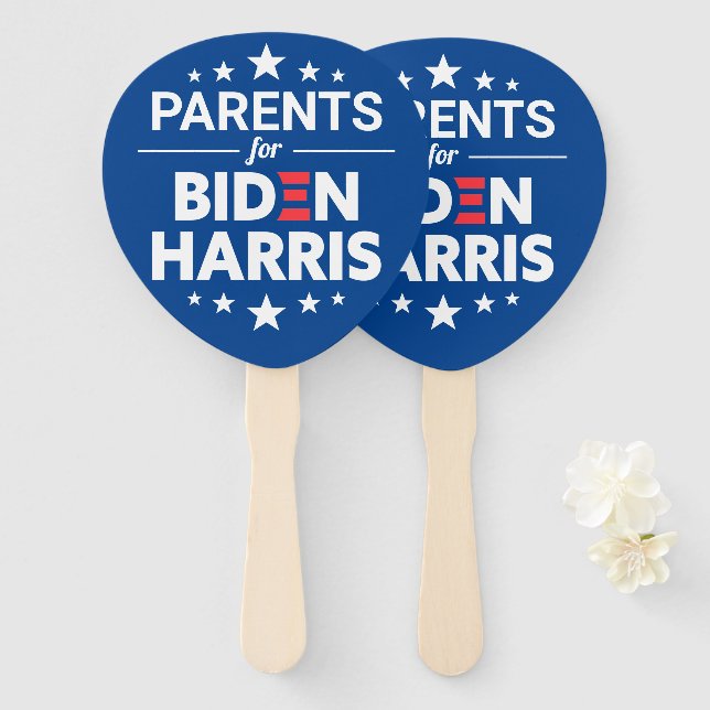 Éventail Parents pour Biden Harris Texte personnalisé bleu (Devant et derrière)