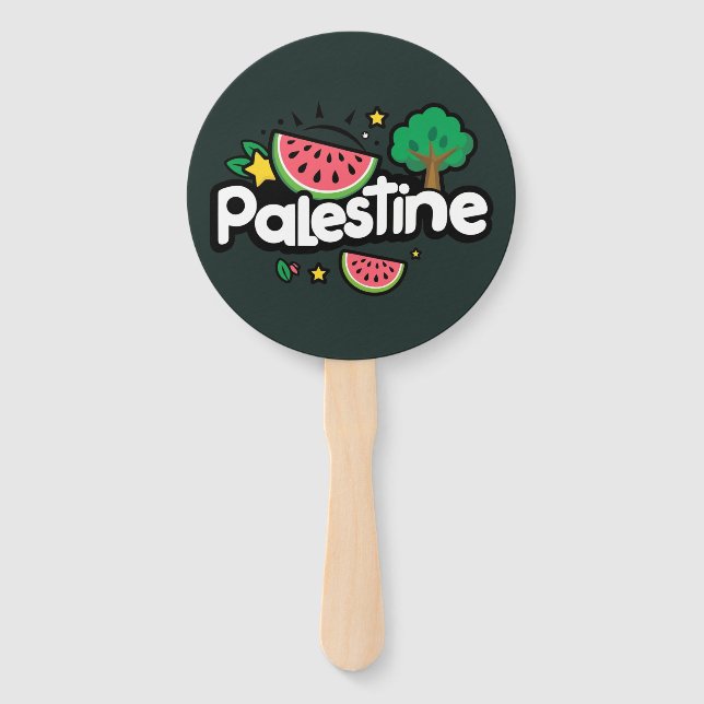 Éventail Parole palestinienne mignonne entourée de pastèque (Devant)