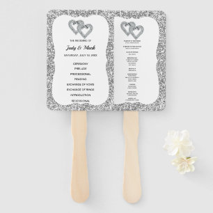 Éventail Parties scintillant d'argent Coeurs de Diamant Pro