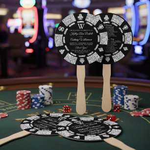 Éventail Parties scintillant en argent Monogram Poker Chip 