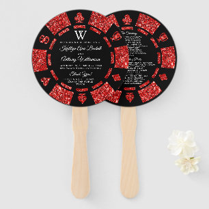 Éventail Parties scintillant rouge Monogram Poker Chip Casi
