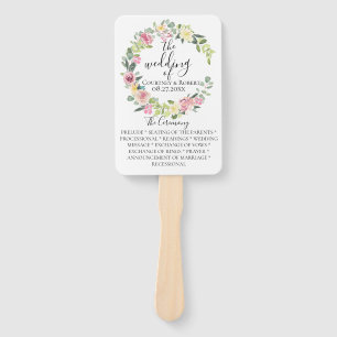 Éventail Pastel Floral Wreath Programme de mariage Fans