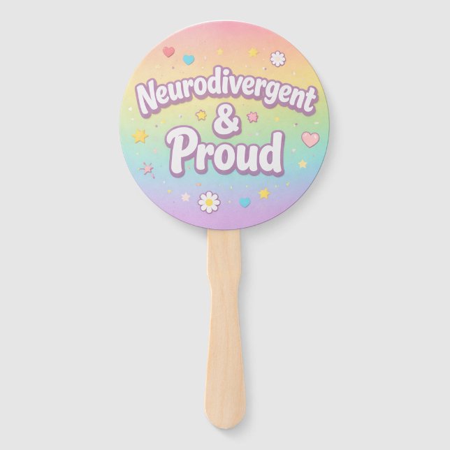 Éventail Pastel Neurodivergent & Proud Party Fan (Devant)