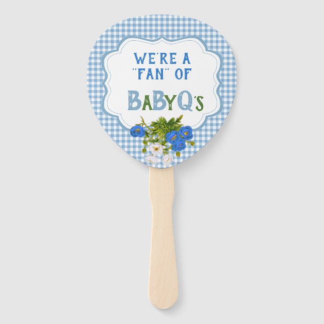 Éventail Pays Vérification Gingham Bleu Fleurs BabyQ BBQ (Devant)