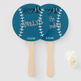 Éventail Peace Love Softball Anniversaire
