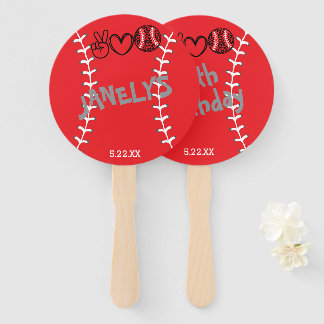 Éventail Peace Love Softball Anniversaire