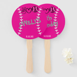 Éventail Peace Love Softball Anniversaire