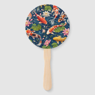 Éventail Peinture de motif de carpe koï japonaise vintage