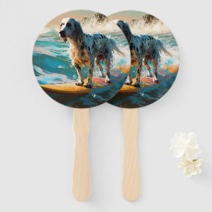 Éventail Peinture de surf sur la plage de Setter anglais