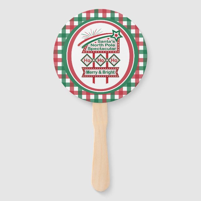 Éventail Père Noël's Retro Marquee - Ho Ho Ho Joyeux et lum (Devant)
