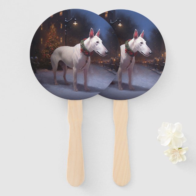 Éventail Période de fêtes de Noël du Bull Terrier (Devant et derrière)
