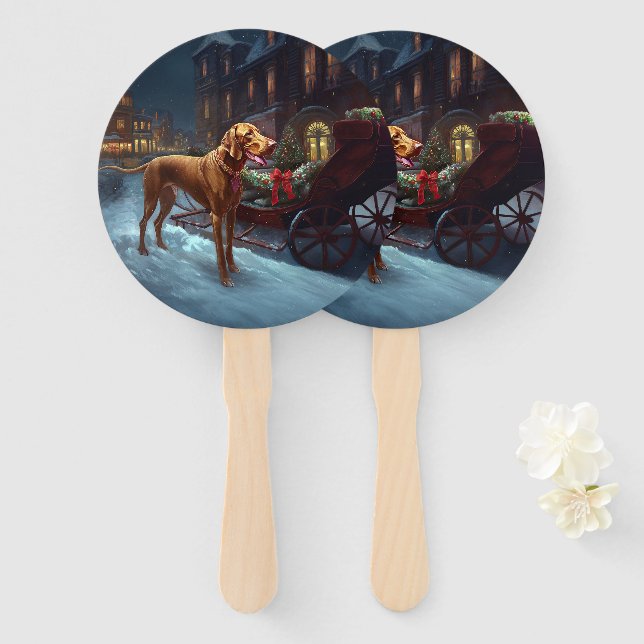 Éventail Période de fêtes de Noël du Vizsla (Devant et derrière)