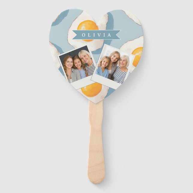 Éventail Personalized Fried Egg Pattern Fun Blue Funny (Devant)