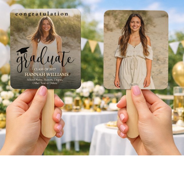 Éventail Personalized Graduation Hand Fan - Custom Photo (Créateur téléchargé)