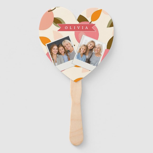 Éventail Personalized Peach Pattern Cute Retro Summer (Devant)