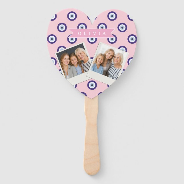 Éventail Personalized Pink Evil Eye Pattern Gifts With Name (Devant)