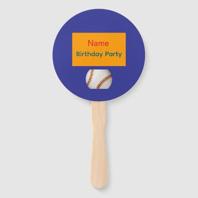 Éventail Personnaliser Fête d'anniversaire Baseball Bleu   (Devant)