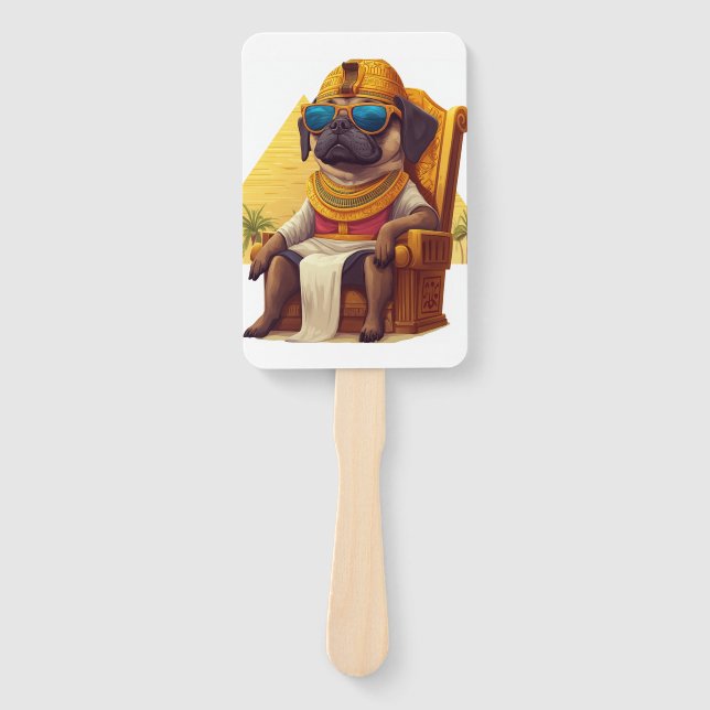 Éventail Pharaoh Pug � Chien de l'Égypte antique (Devant)