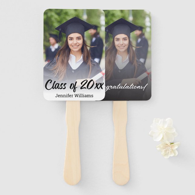 Éventail photo de félicitations pour la remise des diplômes (Devant et derrière)