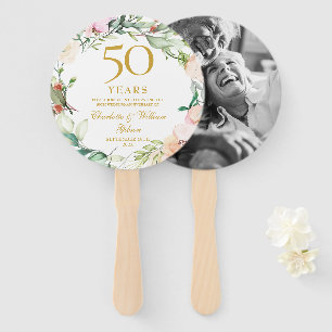 Éventail Photo de roses florales pour le 50e anniversaire d