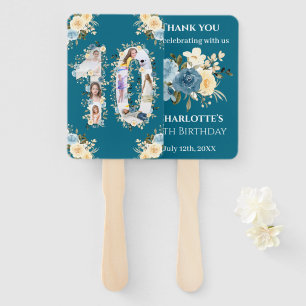 Éventail Photo turquoise 10e anniversaire Collage Fleur Jau