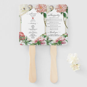 Éventail Pies blanches roses Fleurs Programme de mariage