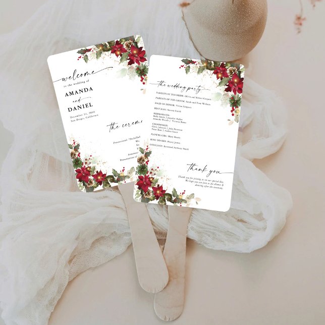Éventail Pin Rustique Poinsettia Programme de mariage flora (Créateur téléchargé)