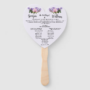 Éventail Pink Magnolia Lavender Floral Mariage Menu Ventila
