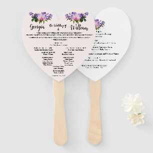 Éventail Pink Magnolia Lavender Floral Mariage Menu Ventila