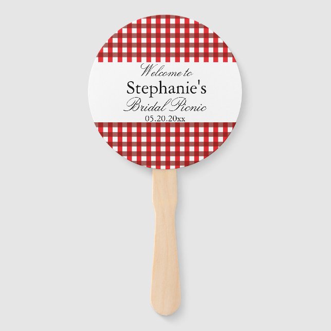 Éventail Pique-nique En vichy Motif rouge et blanc (Devant)