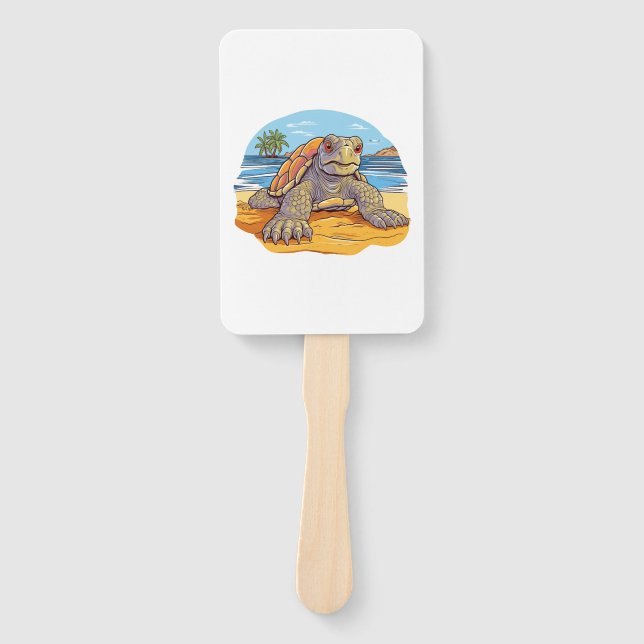 Éventail Plage de dessin animé de tortue (Devant)