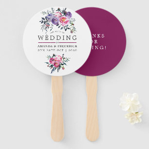 Éventail Plum et Aquarelle rose Mariage floral Favoriser
