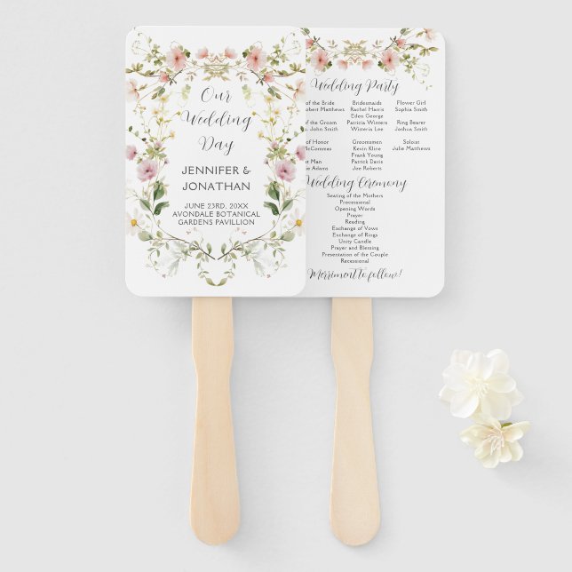 Éventail Plum violet Lavande pivoines Programme de verdure  (Devant et derrière)