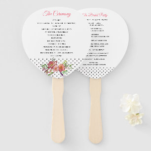 Éventail Pois et pivoines Programme de mariage Ventilateur