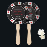 Éventail Poker Chip Las Vegas Casino Programme de mariage à<br><div class="desc">Notre Poker Chip Las Vegas Casino Programme de mariage à thème Hand Fan est l'accessoire parfait pour votre journée spéciale! Ce ventilateur à main présente un design élégant et ludique qui ravira vos invités et ajoute une touche de plaisir à votre mariage thématique casino. Le ventilateur présente un design brillant,...</div>