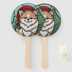 Éventail Pomeranian Vitrail de Noël