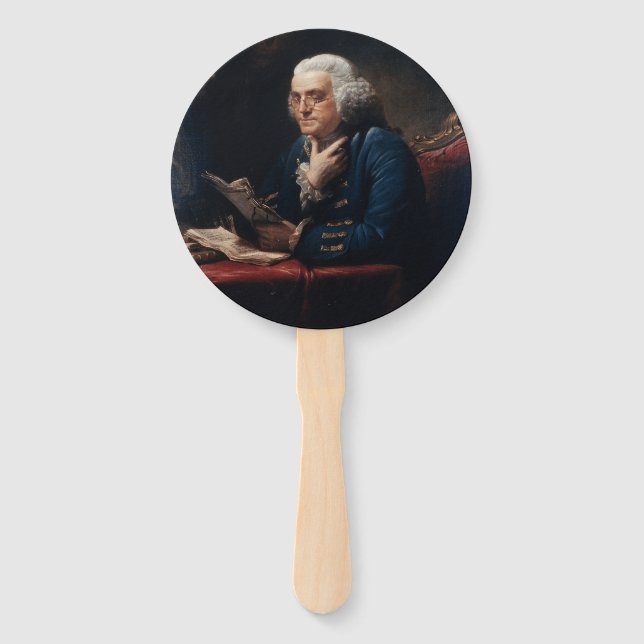 Éventail Portrait en miniature, Benjamin Franklin Père fond (Devant)